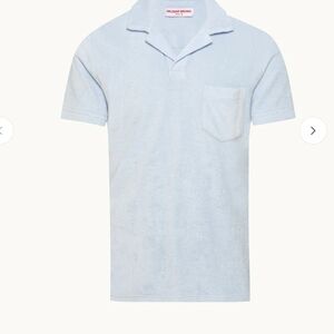 Orlebar Brown Pale Blue Terry Camp-Collar Polo